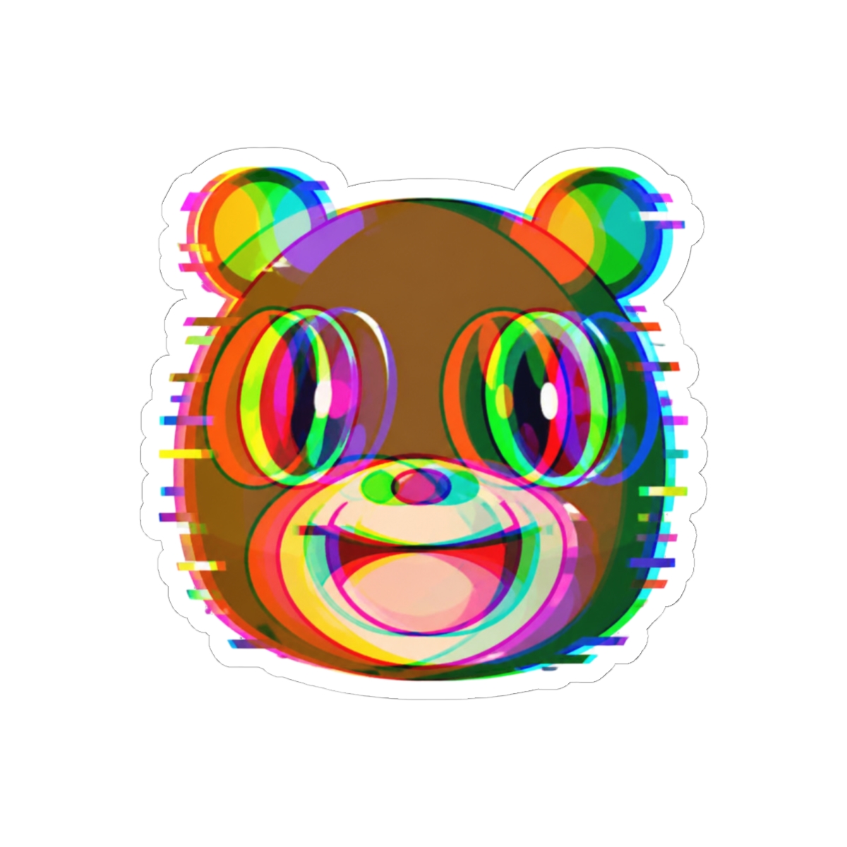Graduation Bear Glitch Sticker | Funny Glitch Vinyl Decal